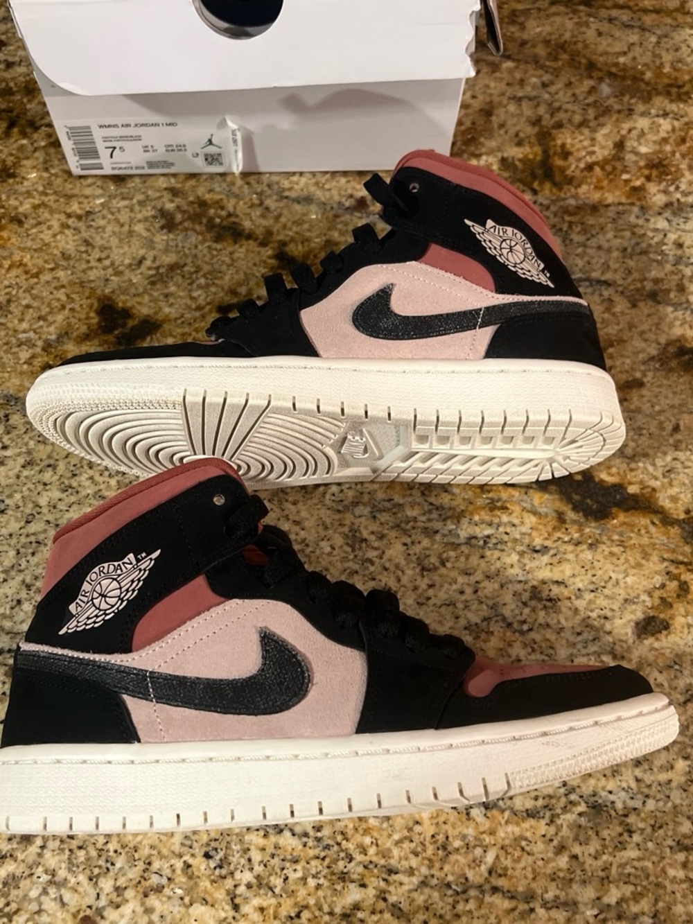 Jordan High-Top Sneakers in Black and Rose - Picture 7 of 9